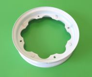 Scootopia White 10" wheel rim with Innocenti logo Lambretta LI + TV + SX + Special + GP/DL + Serveta