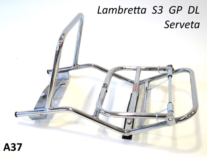 Portapacchi cromato posteriore mod. Serveta per Lambretta LI S3 + TV3 + SX + DL + Serveta