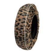 RLC ‘donut’ leopard print 3.50-10 spare wheel cover with white piping