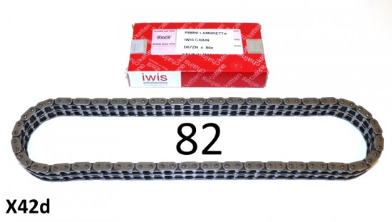 Catena trasmissione IWIS 82 maglie Transmission chain IWIS 81 link Lambretta LI + TV2/3 + SX + Special + DL/GP + Serveta