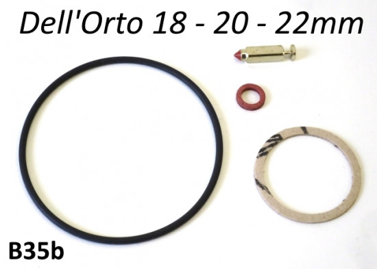 Kit guarnizioni carburatore + spillo benzina carburatore Dell'Orto SH1/18 + SH1/20 + SH1/22