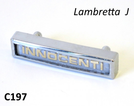 Targhetta 'Innocenti' per scudo Lambretta J50 + Cento + J125 M3