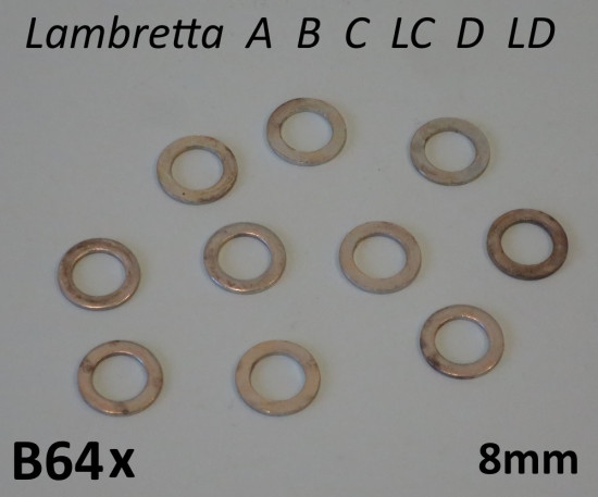 Set 10 x rondella piatta per vite a brugola 8mm (per motore) Lambretta A + B + C LC + D LD