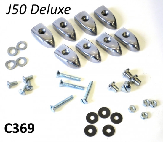Kit completo puntalini per listelli pedana + set viti di fissaggio per Lambretta J50 Deluxe