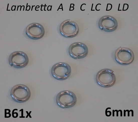 Set 10 x rondella spaccata per vite a brugola 6mm (per motore) Lambretta A + B + C LC + D LD