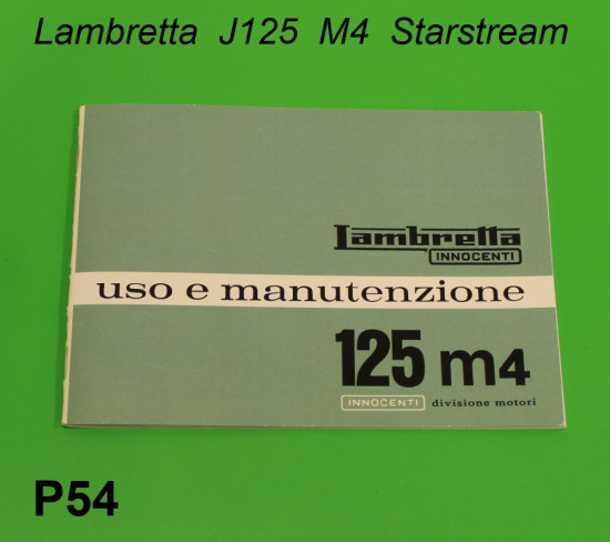 Libretto 'Uso e Manutenzione' Lambretta J125 M4 'Stellina'