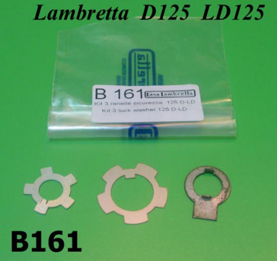 Kit 3 x ranelle blocca dadi motore per Lambretta D + LD125