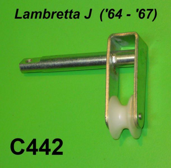 Gancio interno con rotella per cofano sinistra Lambretta J mod. prodotti dal 1964 al 1967