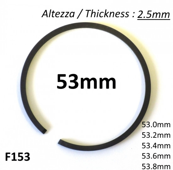 Fascia elastica spessore 2.5mm per pistone diametro 53.0mm + maggiorazioni