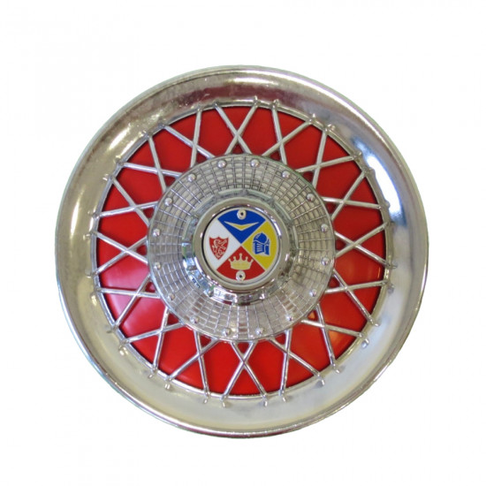 Accessorio coppa per ruota di scorta cromata con sotto-disco rosso da 10 pollici
