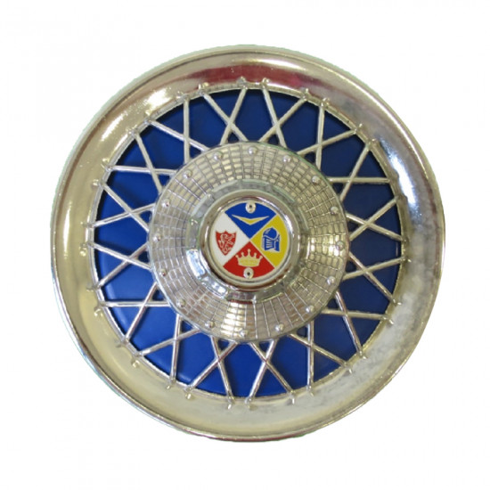 Accessorio coppa per ruota di scorta cromata con sotto-disco blu da 10 pollici