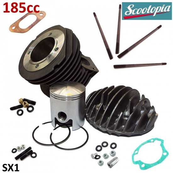 Kit cilindro Scootopia 185 per Lambretta S1 + S2 + TV2 + S3 + Special + TV3 + SX + DL + Serveta (Versione 2)