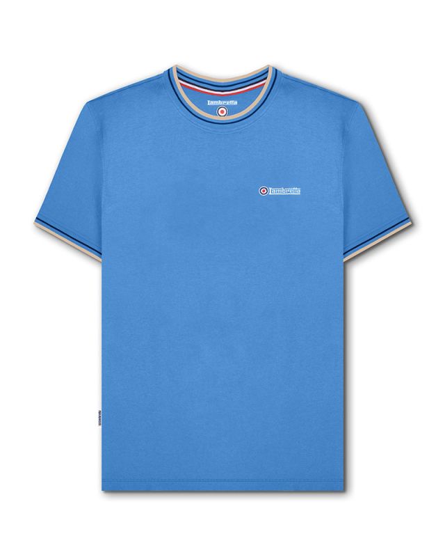 T-shirt Lambretta in piqué con doppia riga Blu