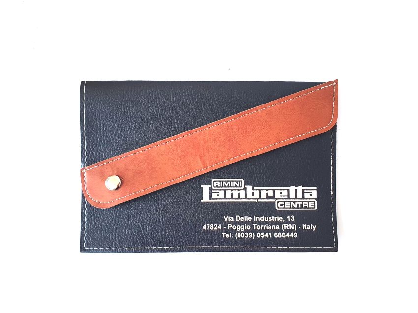 Black + Brown Rimini Lambretta Centre' scooter documents holder