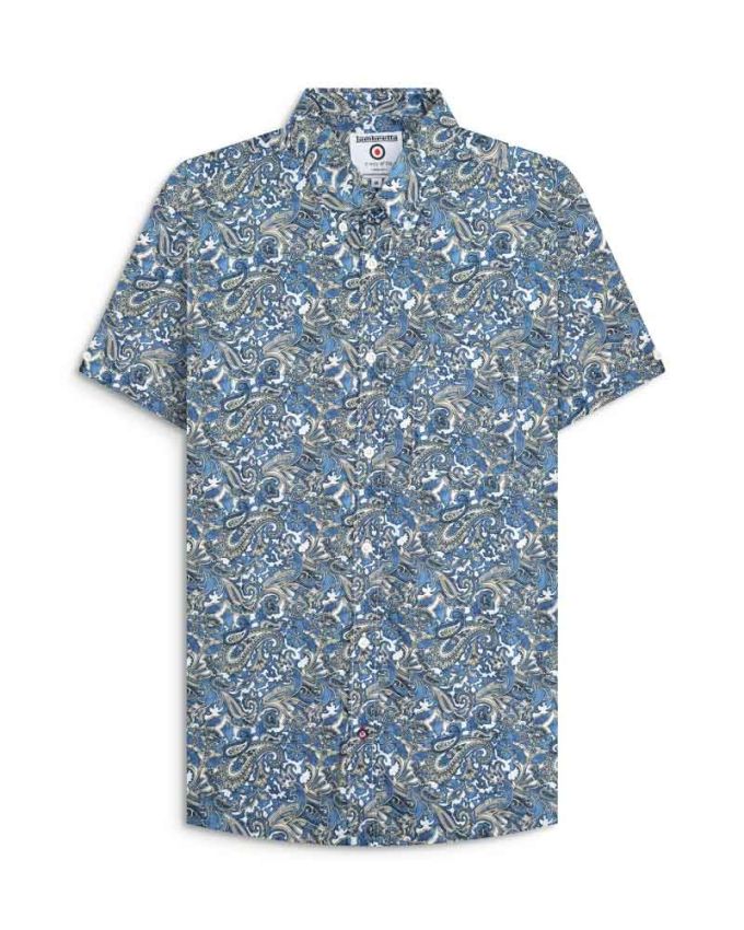 Camicia Lambretta a maniche corte Painsley WHITE/LIGHT BLUE