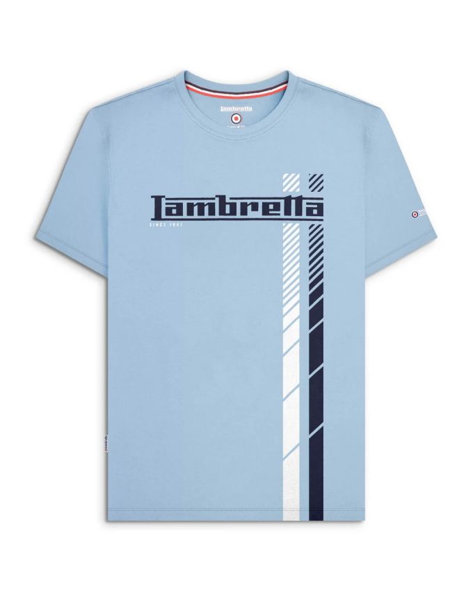 T-shirt Lambretta a righe azzurra