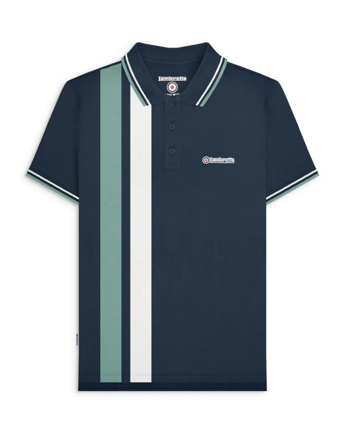 Lambretta polo vertical stripe navy/smoke blue