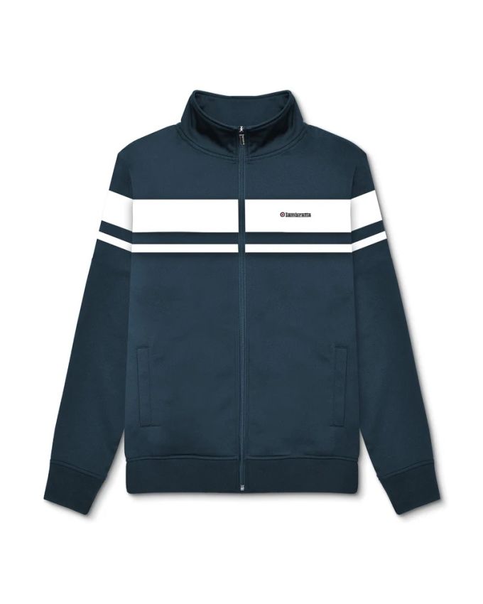 Felpa Lambretta con zip blu navy / bianca