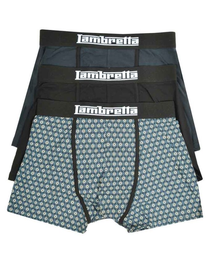 Boxer Lambretta  con target nero/blu/silver (3 pezzi)