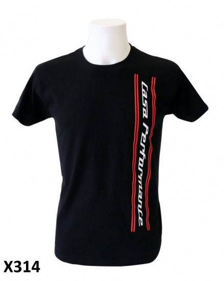 Mens black 'Casa Performance' T-shirt with vertical CP logo