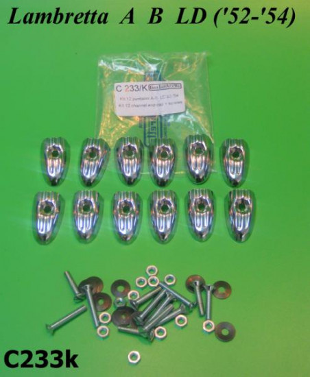 Set 12 x chromed floor runner strip endcaps + fasteners