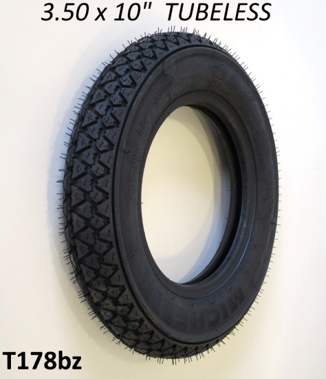 Reinforced TUBELESS Michelin S83 3.50 x 10" classic tread pattern Lambretta LI + TV + SX + Special + GP/DL + Serveta