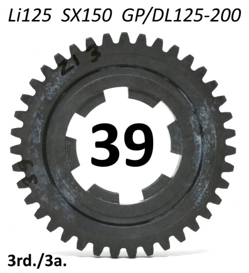 39T 3rd gear cog for  Lambretta LI125 + SX150 + Special 125 + GP / DL 125-150-200