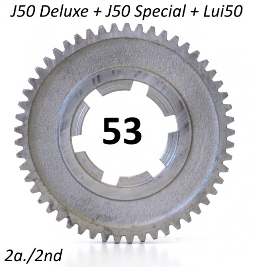53T 2nd gear cog for Lambretta J50 Deluxe + Special + Lui 50C / CL