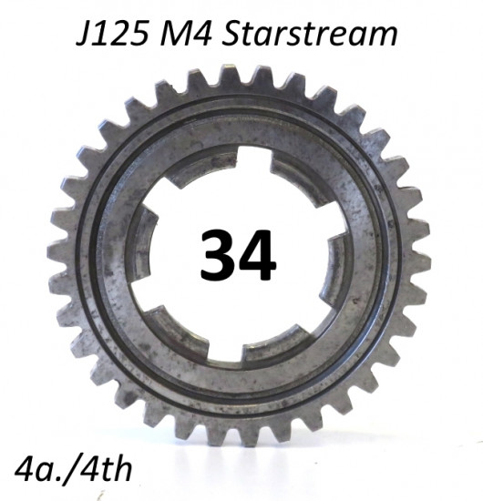 34T 4th gear cog for Lambretta J125 M4 Starstream 4 speed models
