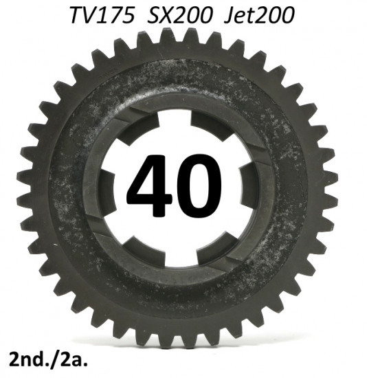 40T 2nd. gear cog for Lambretta TV175 + SX200 + Jet200 