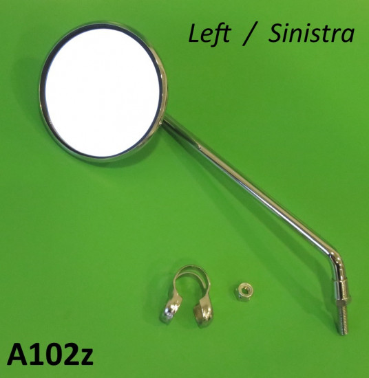 LEFT hand round MEDIUM length stemmed mirror (with round bar clamp)