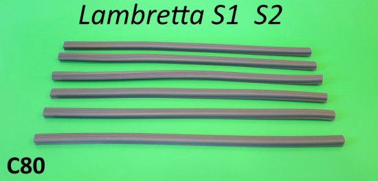 Floor channel rubber strip kit (6 pcs.) for Lambretta A + B + LI 150cc S1 + S2 + TV2