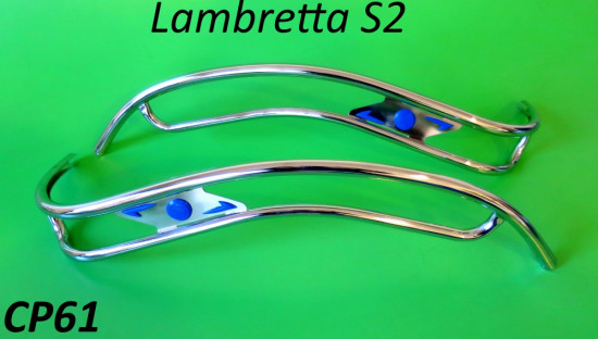 Lambretta S1 + S2 Ulma style double legshield trims (blu gems)