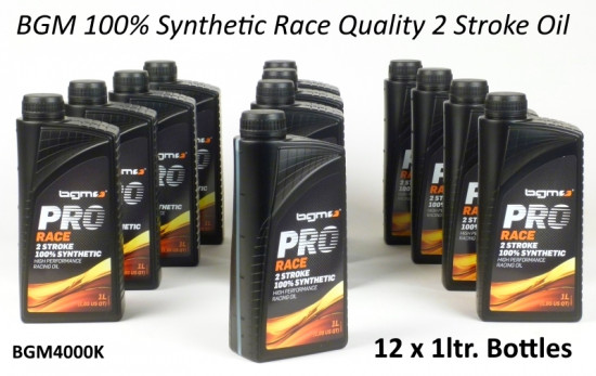 Pack of 12 x 1ltr bottles. TOP QUALITY BGM 'Race' 2-stroke oil