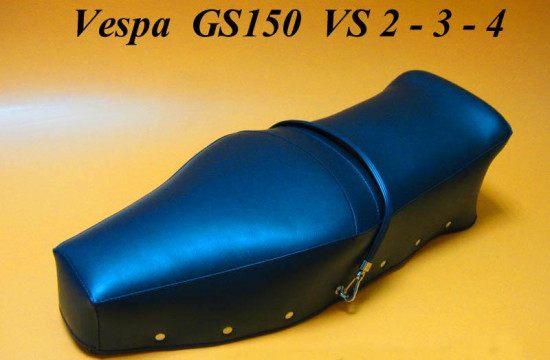 Complete dark blue seat with passenger grab handle Vespa GS150  VS2 - 3 - 4