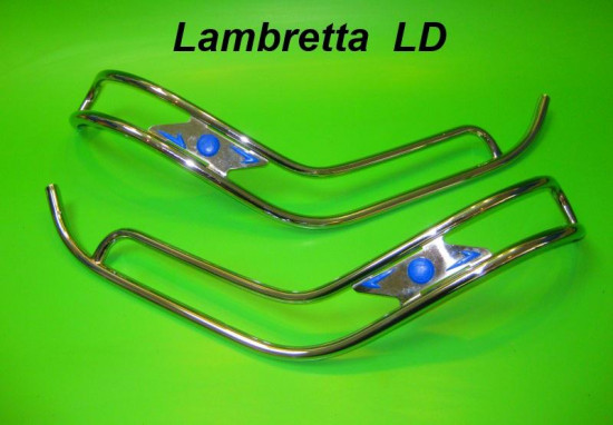 Lambretta LD125 LD150 Ulma style double legshield trims (blue gems)