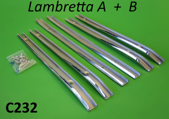 Chromed floorboard runner set for Lambretta A + B models