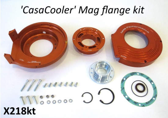Complete CasaCooler orange CNC mag flange kit for original Lambretta engines