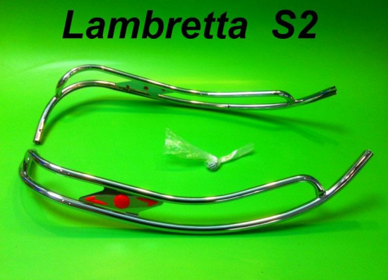 Lambretta S1 + S2 Ulma style double legshield trims (red gems)