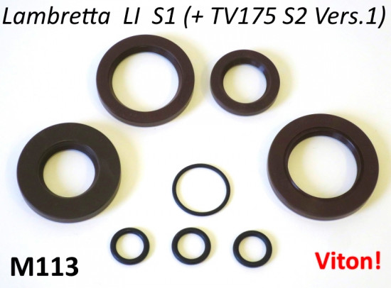 Engine oilseal kit in VITON per Lambretta LI125 + LI150 S1 (+TV175 S2 Vers.1)