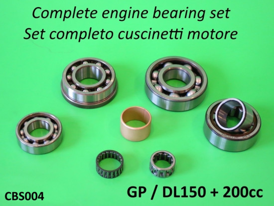 Complete high quality engine bearing set for Lambretta GP / DL150+ 200cc