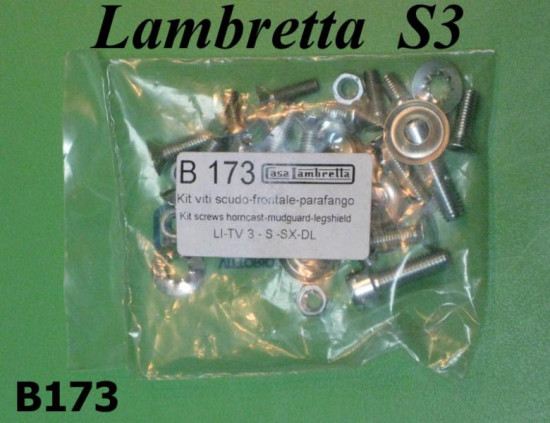 Mudguard + legshield + horncast screw set Lambretta S3 + SX + DL/GP