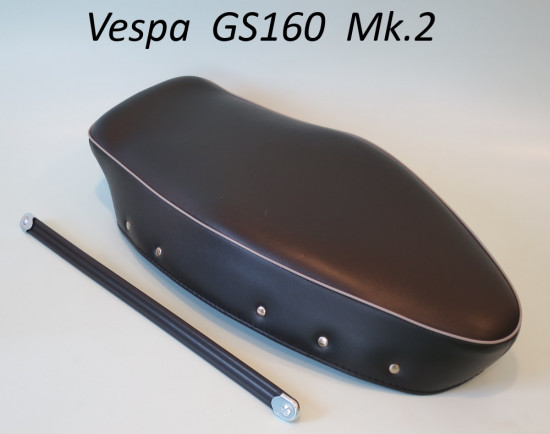 VERY high quality black seat cover + passenger strap Vespa GS160 Mk2