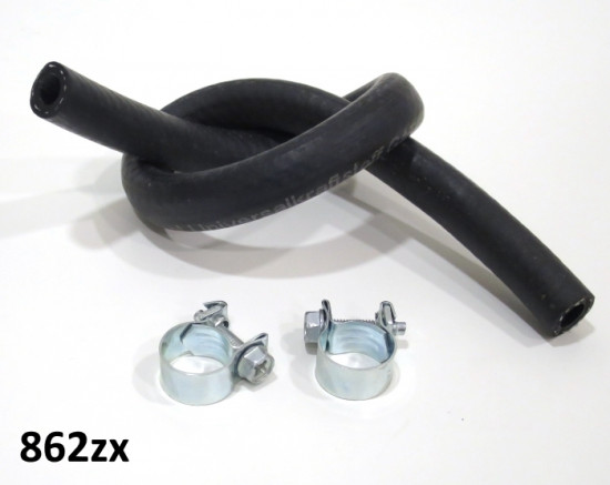 Set of 2 x clamps & 30cm of high resistence fuel line for Lambretta + Vespa