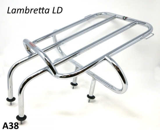 Horizontal chrome rear carrier accessory for Lambretta LD '53 + LD Francia