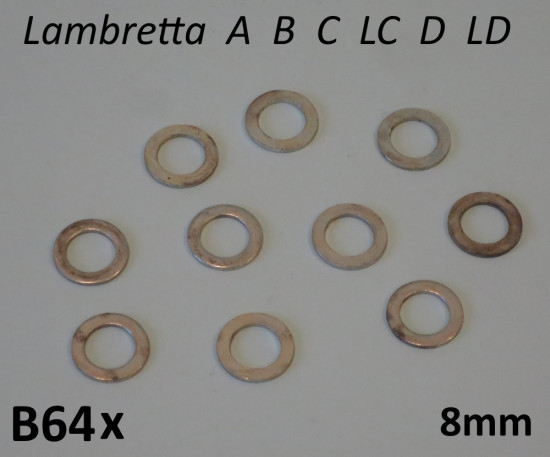 Set of 10 x 8mm (narrow ext. diameter) flat washers for engine allen screws Lambretta A B C LC D LD 