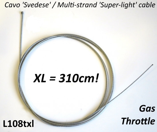 High quality multi-strand 'Super Light' EXTRA LONG throttle inner cable Lambretta + Vespa