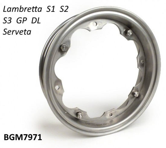 VERY high quality stainless steel BGM wheel rim for Lambretta LI + TV1/2/3 + SX Special + DL/GP