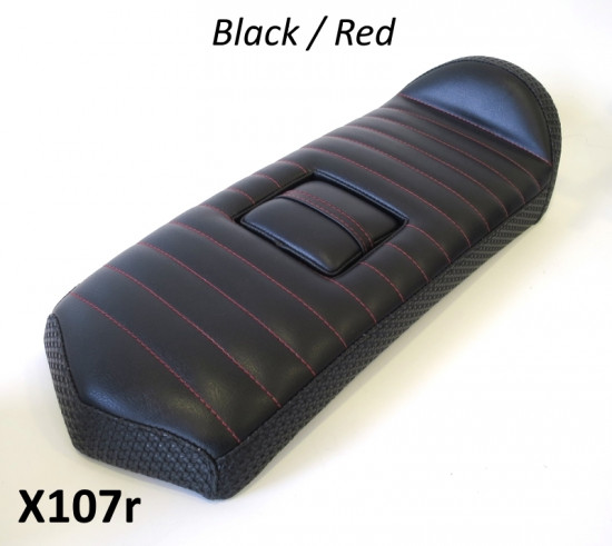 Special low profile seat (black with RED stitching) for fibreglass rear bodywork section X107