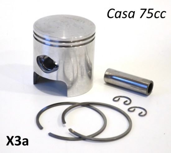 Complete piston for 'FIRST VERSION OF X3' Casa 75cc  Lambretta J + Lui Vega Cometa
